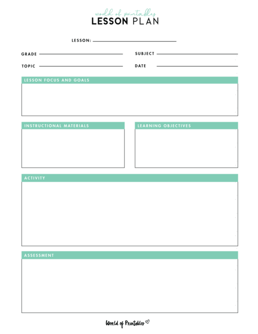 Lesson Plan Templates - World of Printables