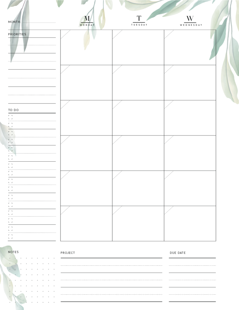monthly calendar planner - 7