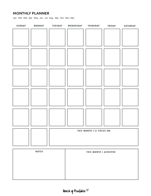 monthly planner minimalist