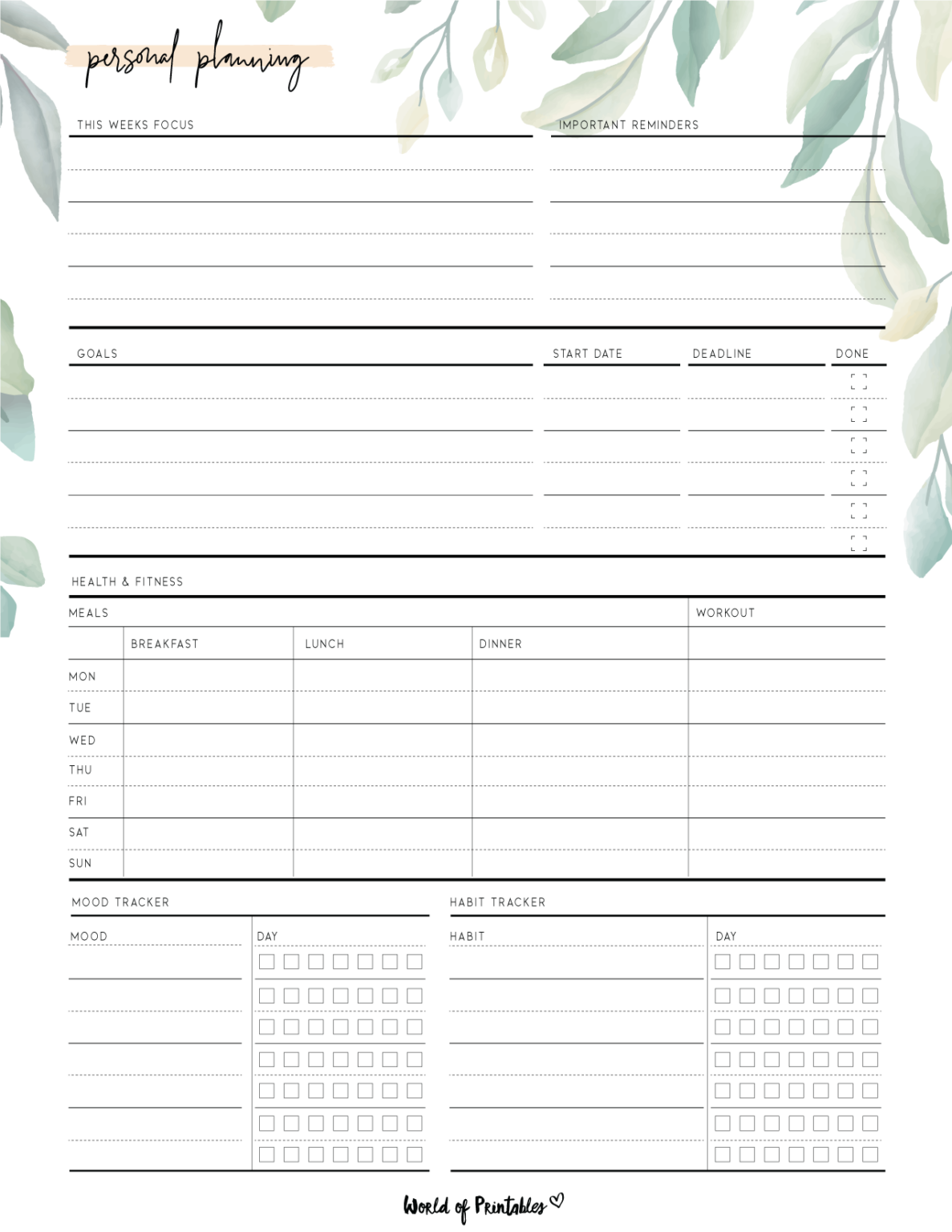 Download Personal Planner Templates PDF - World of Printables