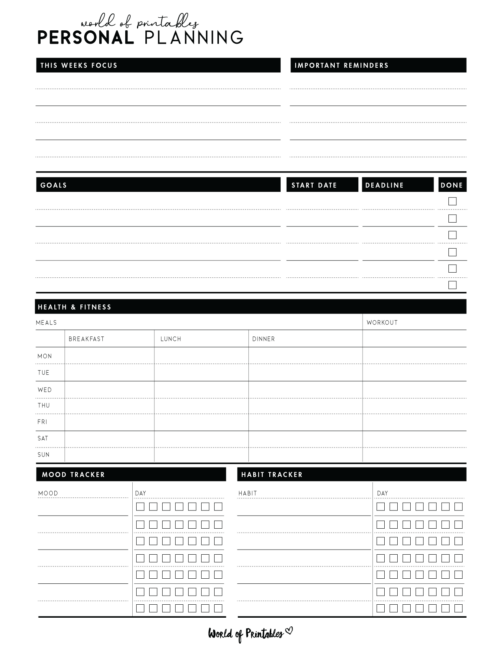 Download Personal Planner Templates PDF - World of Printables