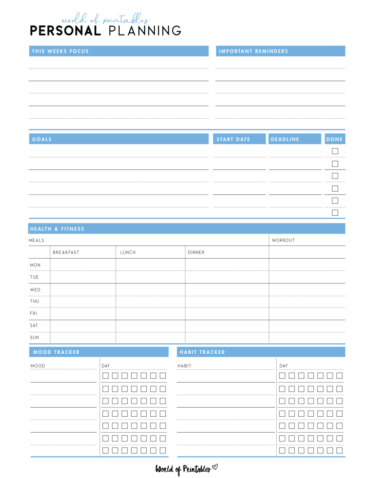 Download Personal Planner Templates PDF - World of Printables