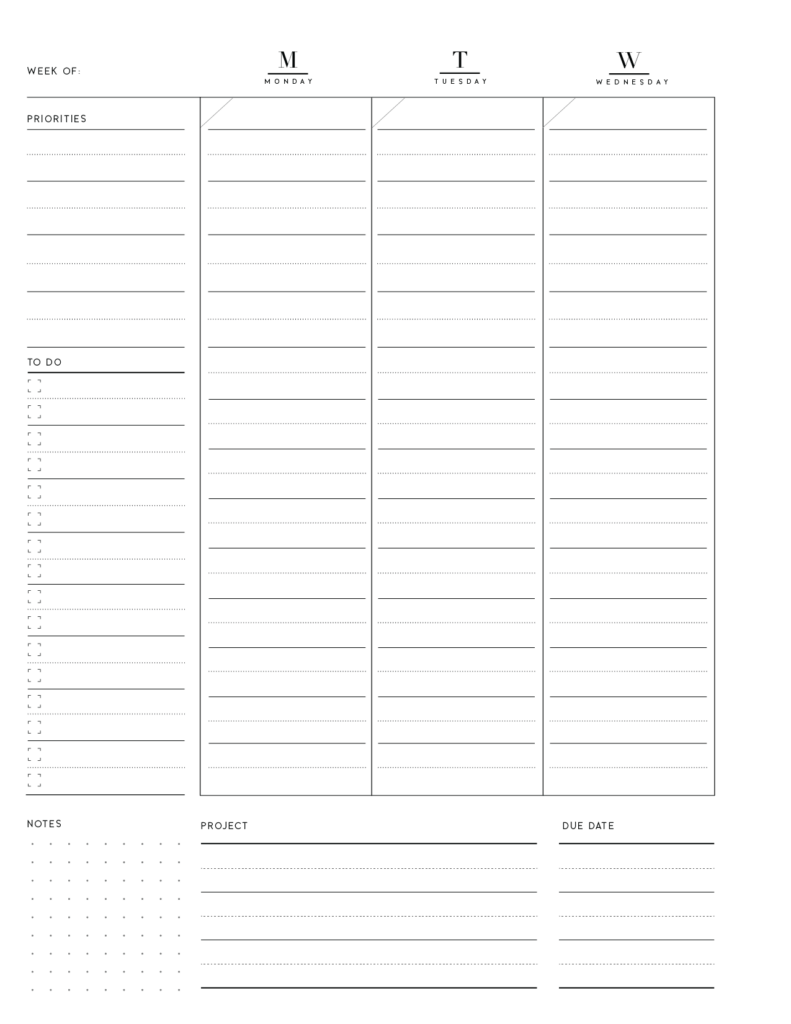 printable weekly planner - page 1