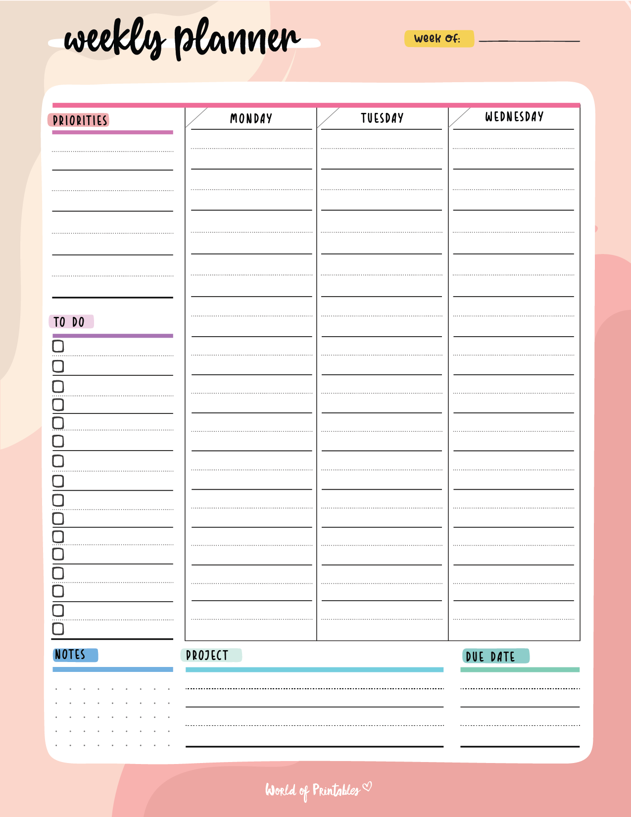 Weekly Planner Templates - World of Printables