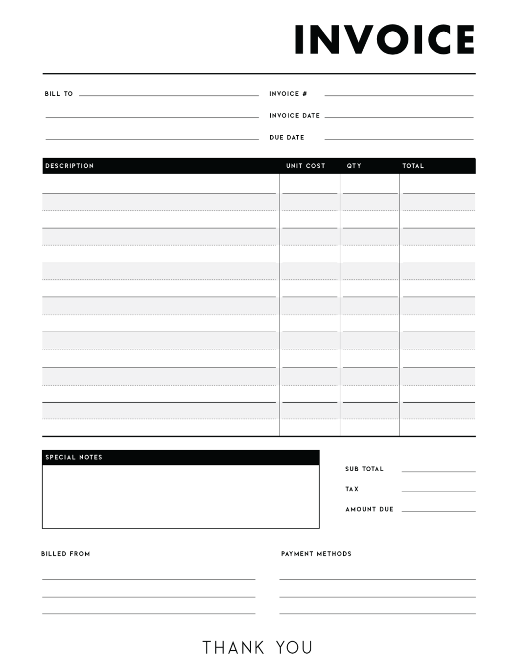 Free Invoice Templates PDF World of Printables