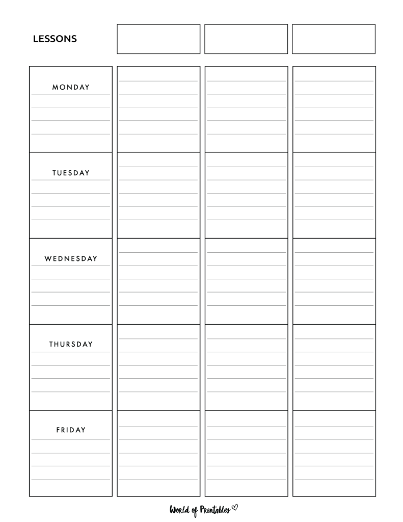 weekly lesson plan template - 1