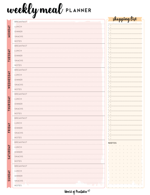 Weekly Meal Planner Templates - World of Printables