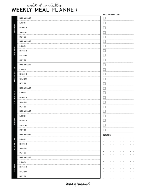 Weekly Meal Planner Templates - World of Printables