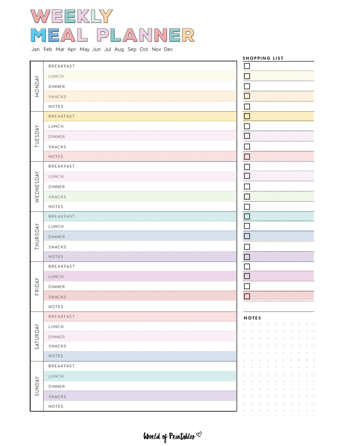 Weekly Meal Planner Templates - World of Printables