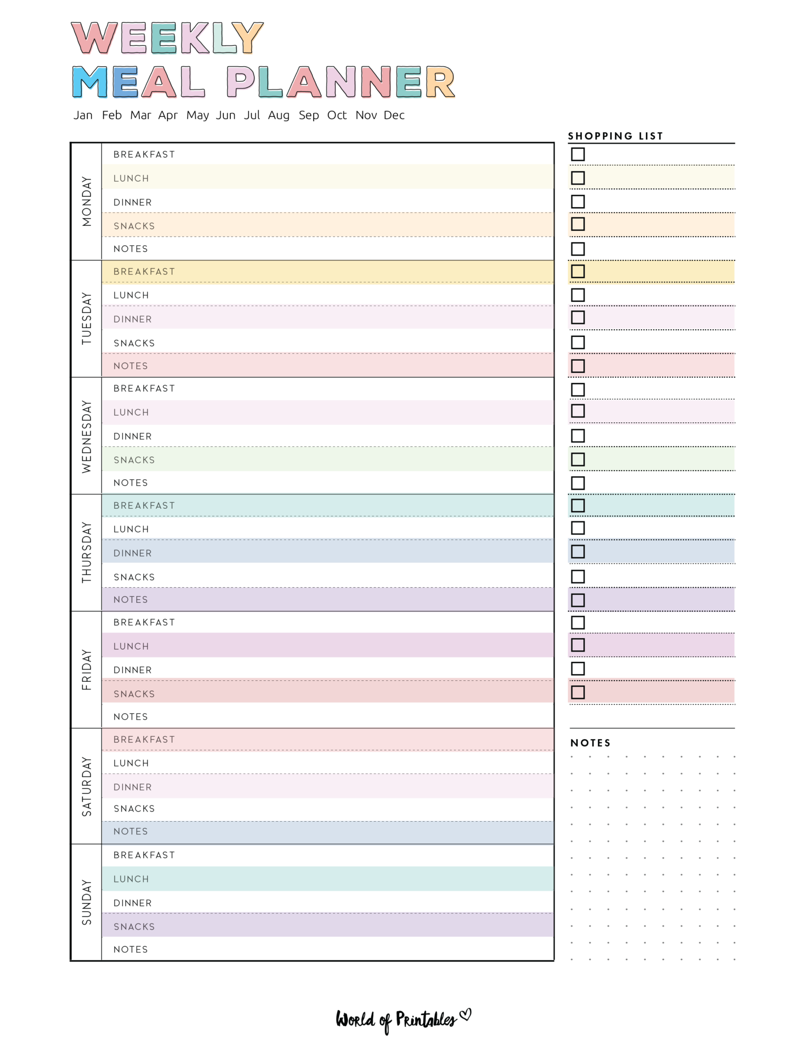 Weekly Meal Planner Templates World of Printables Weekly Meal Planner Templates World of Printables