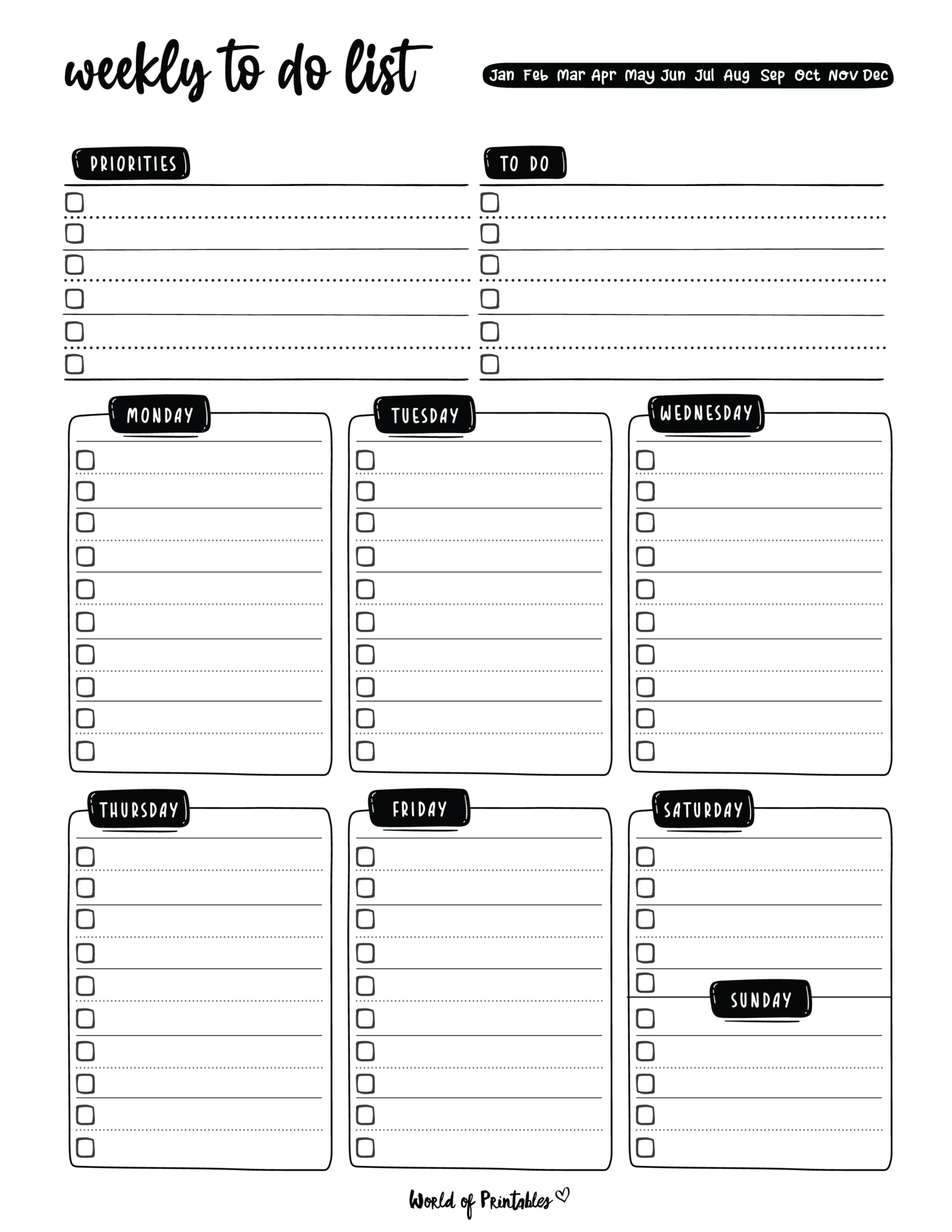 Weekly To Do List Templates - World of Printables