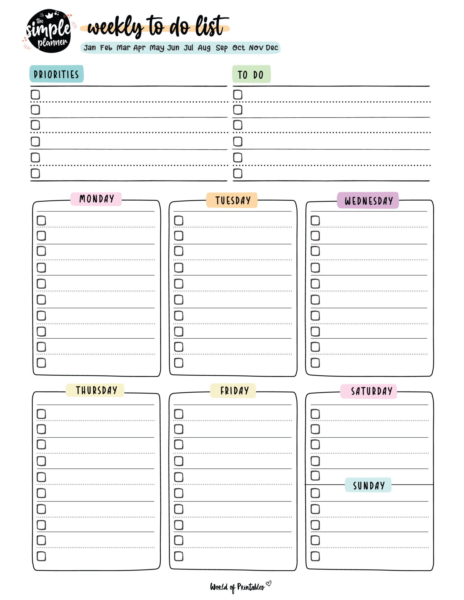 Weekly To Do List Templates - World of Printables