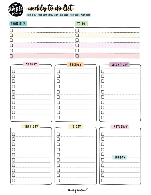 Weekly To Do List Templates - World of Printables