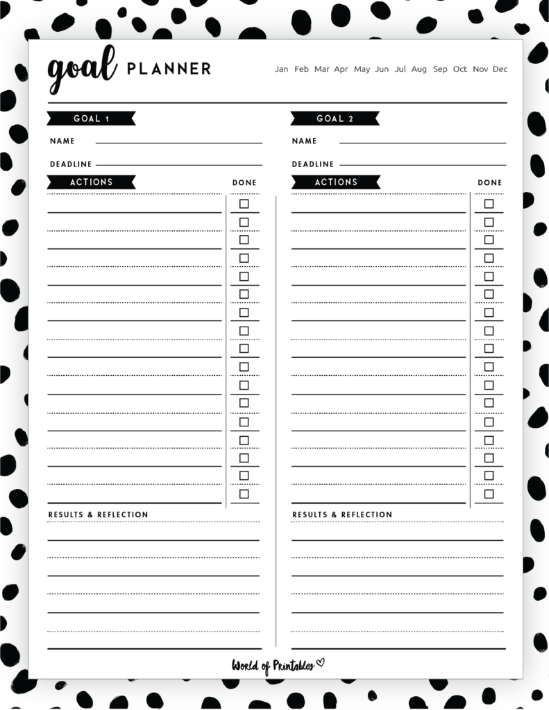 Black and White Goal Planner