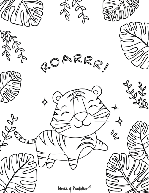 Cute Free Tiger Coloring Pages