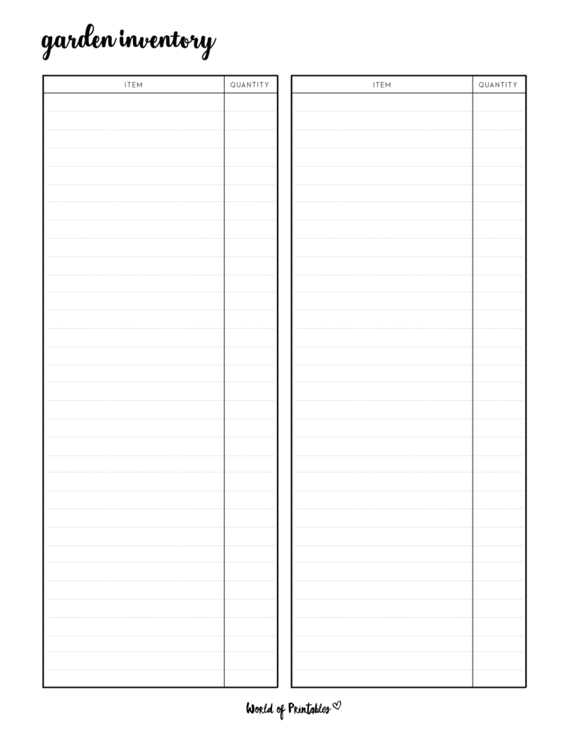 Garden Inventory Template 2