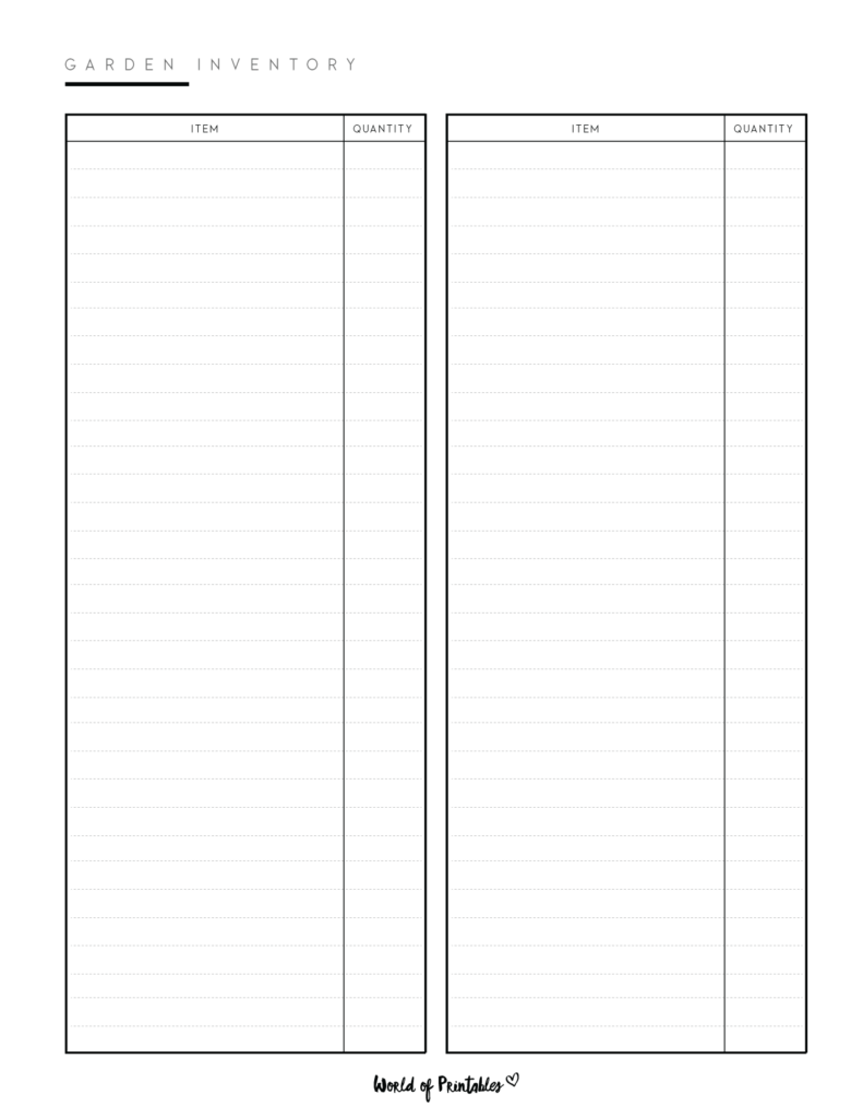 Garden Inventory Template 3