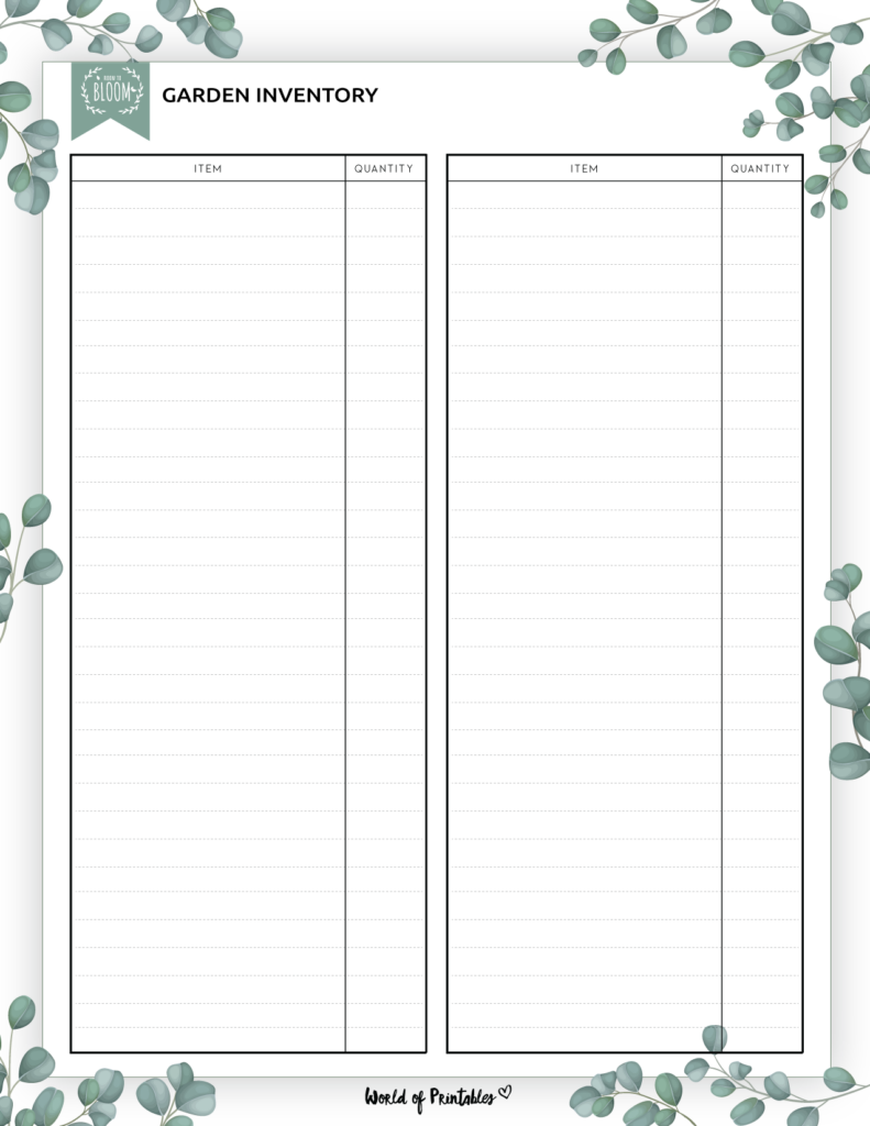 Garden Inventory Template 4