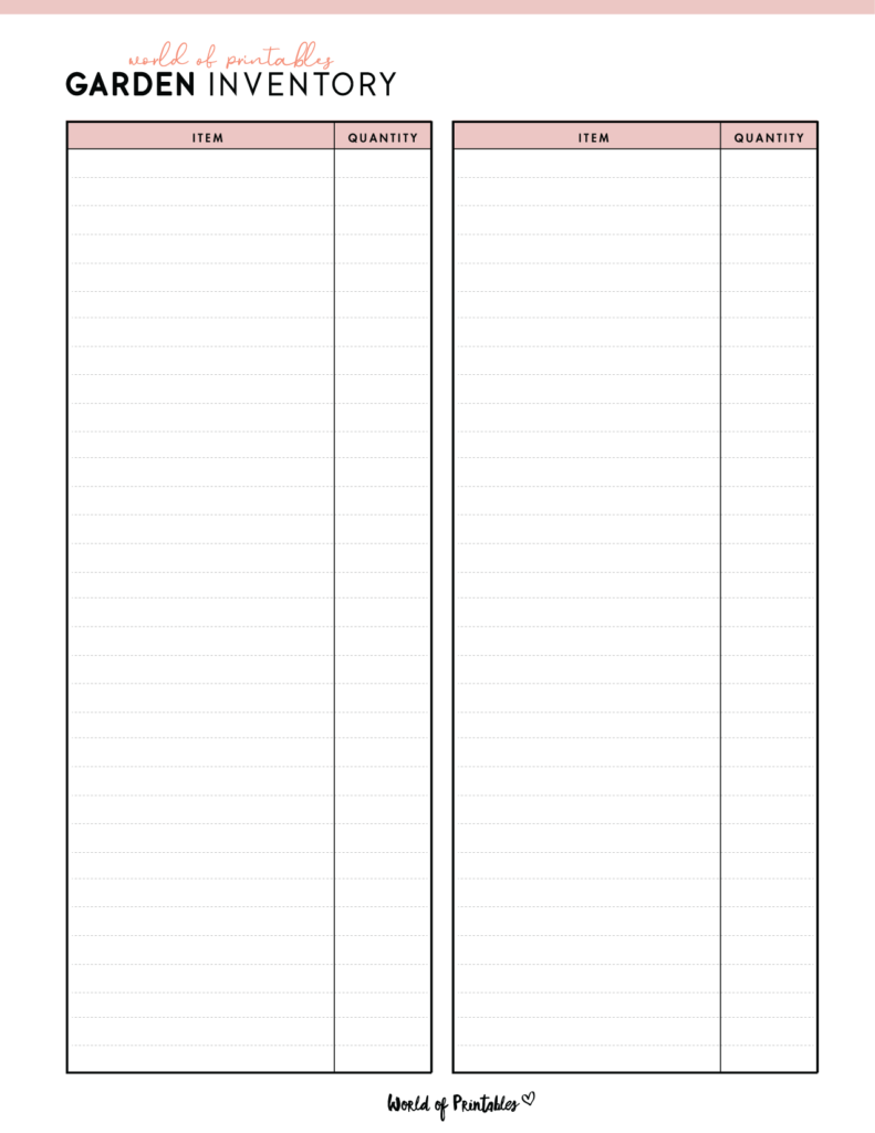 Garden Inventory Template 5