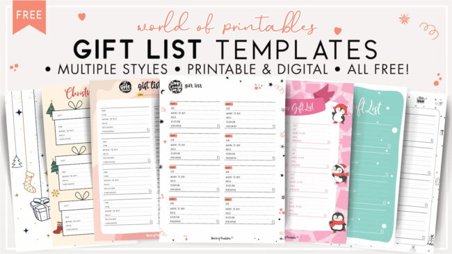 Gift list templates
