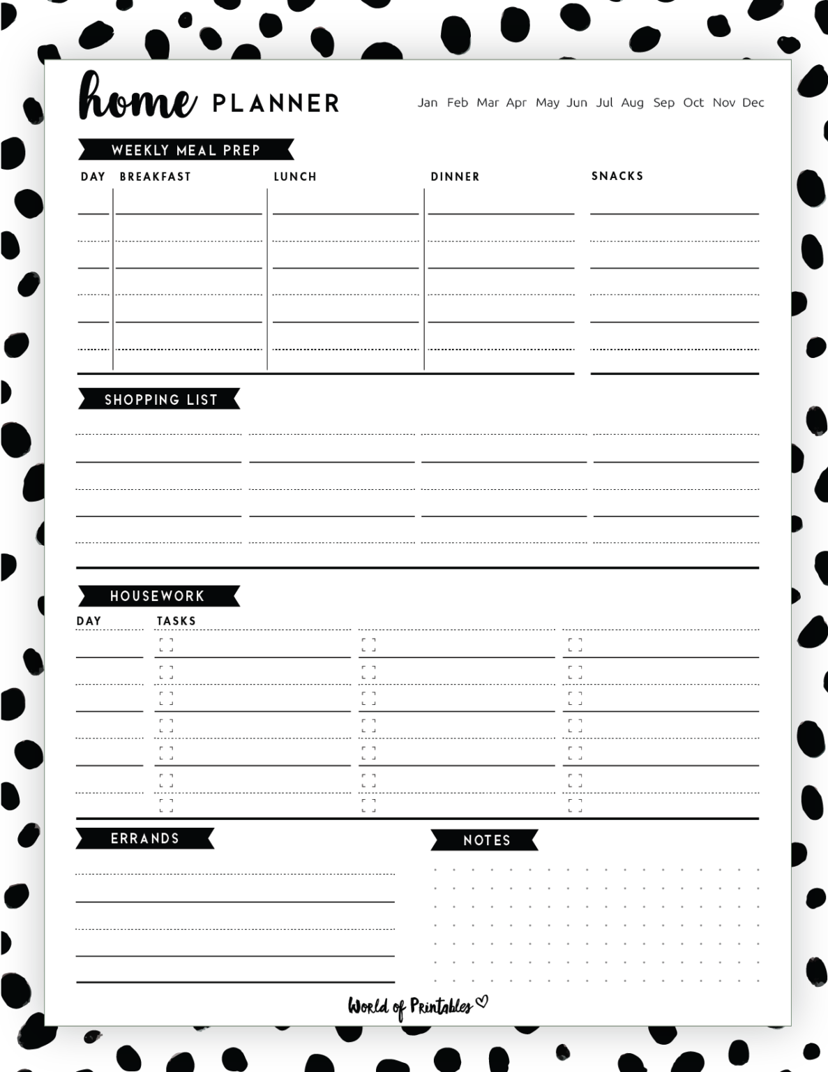 Housework Planner Template