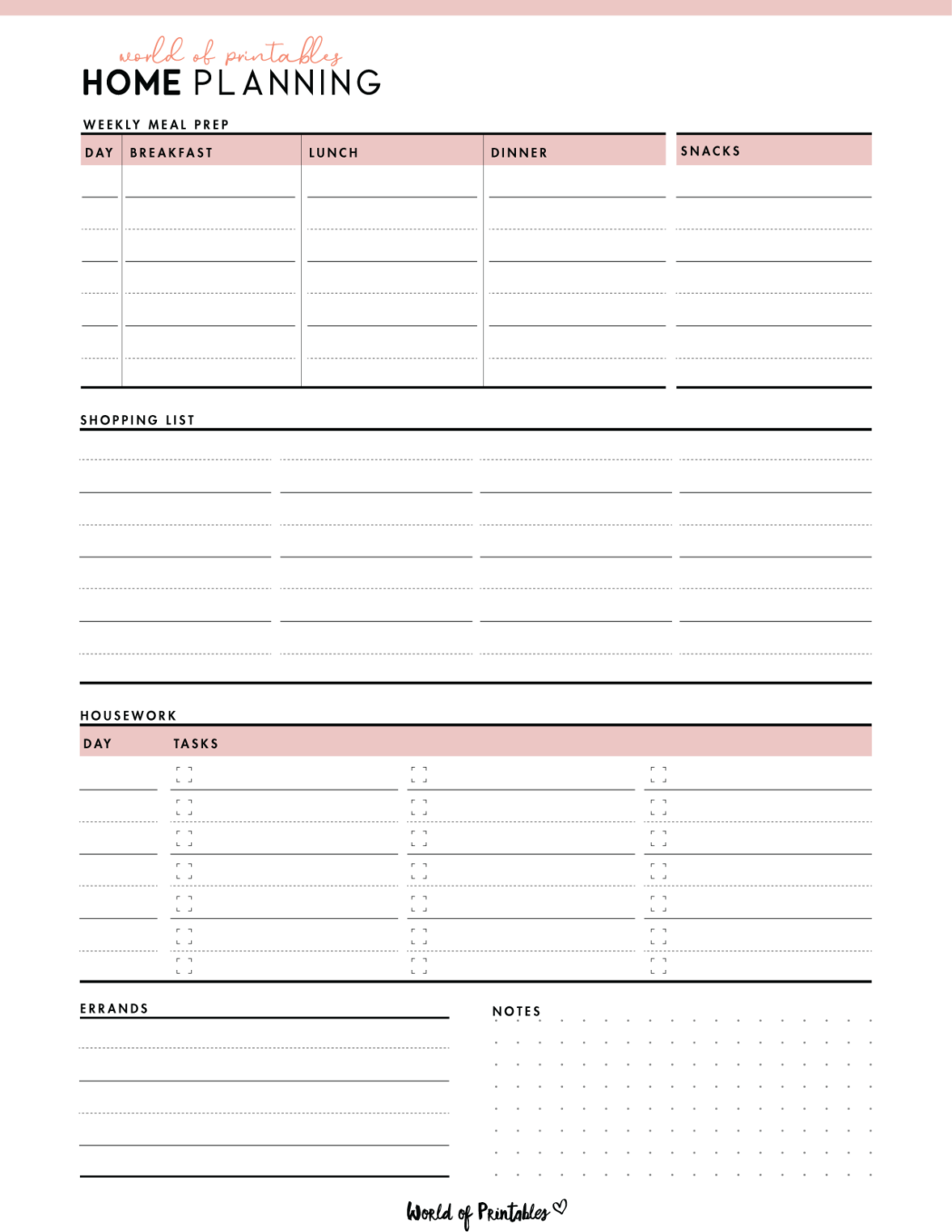 Family Planner World of Printables Family Planner World of Printables