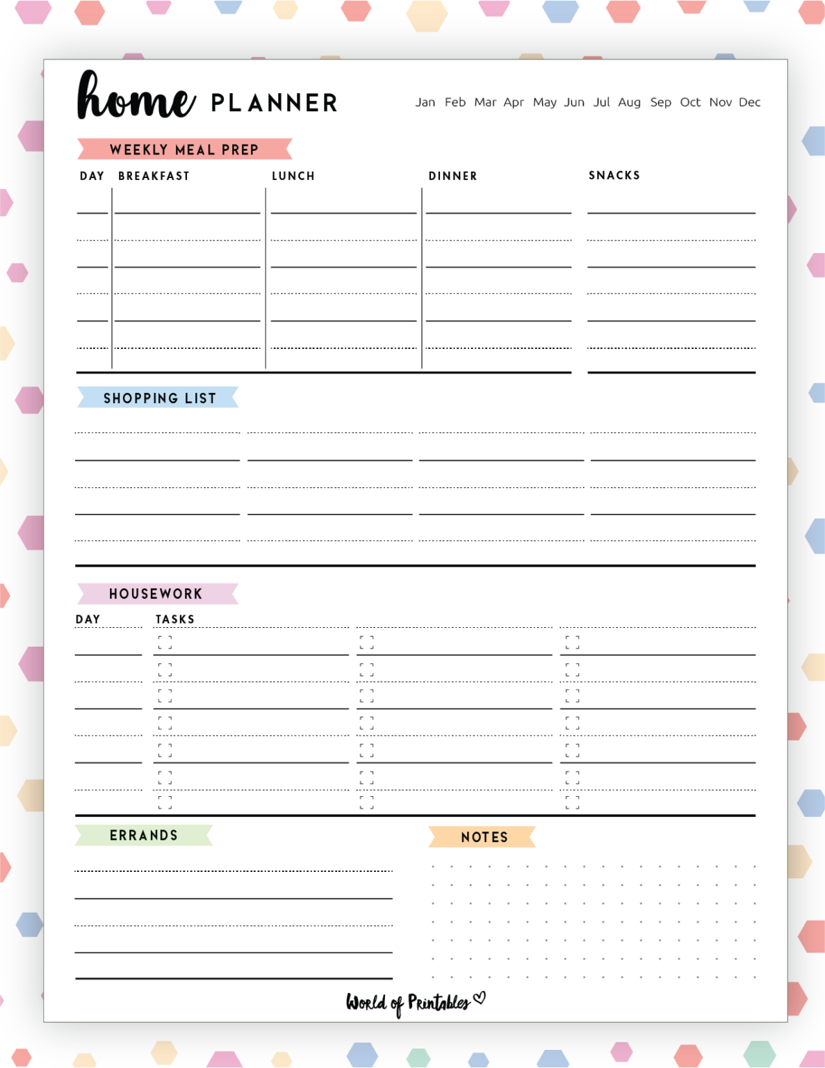 Family Planner World of Printables Family Planner World of Printables