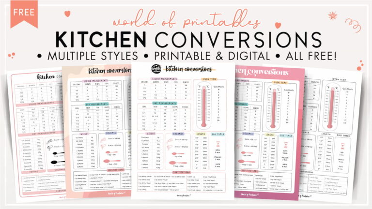 Kitchen Conversions World of Printables