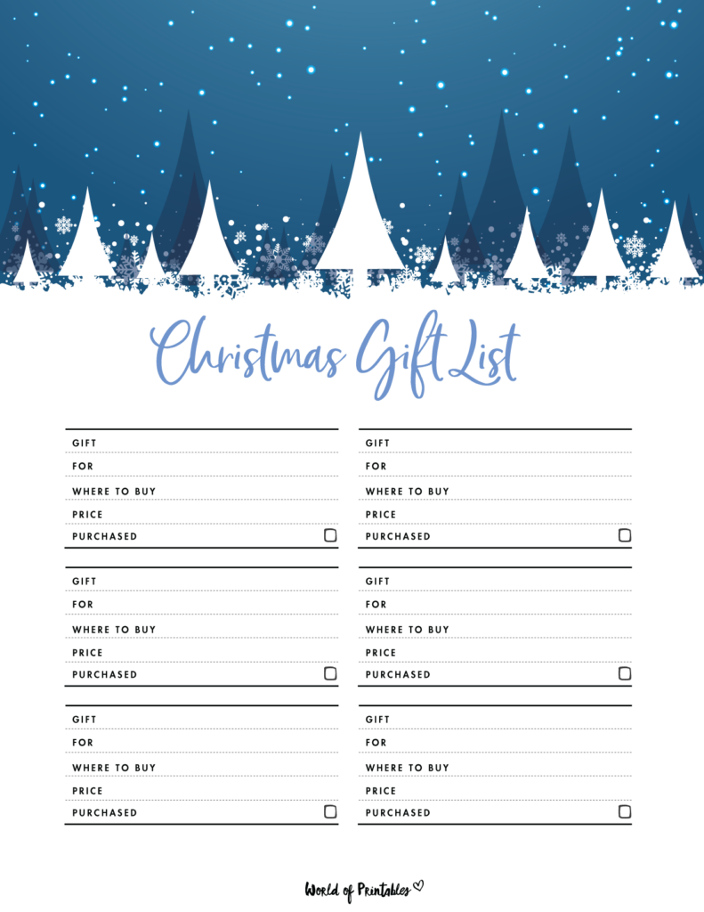 christmas list template printable