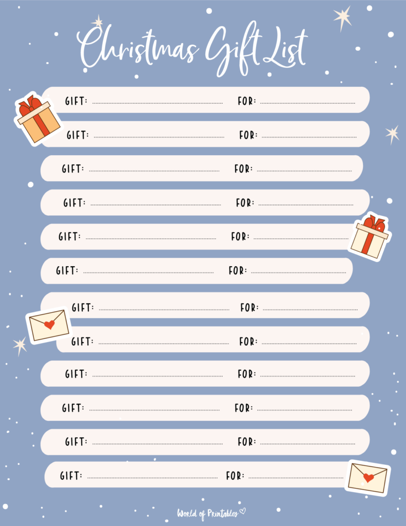 christmas shopping list template