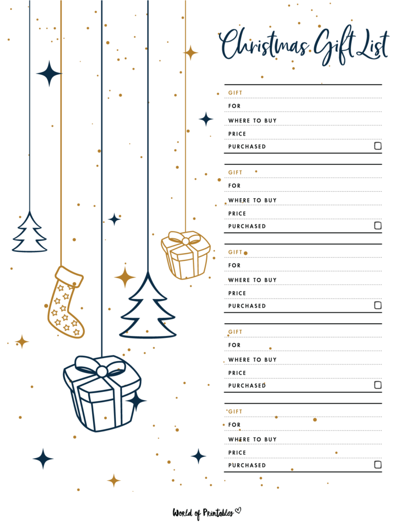 free christmas list printable