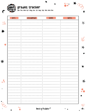 Grade Trackers - World of Printables