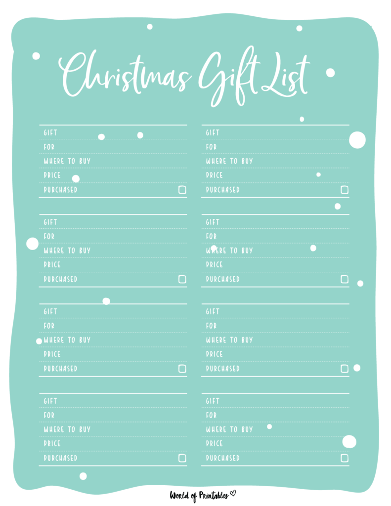 printable christmas list