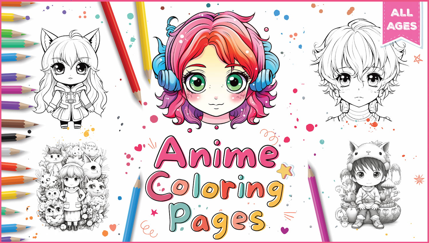 cute anime animals coloring pages