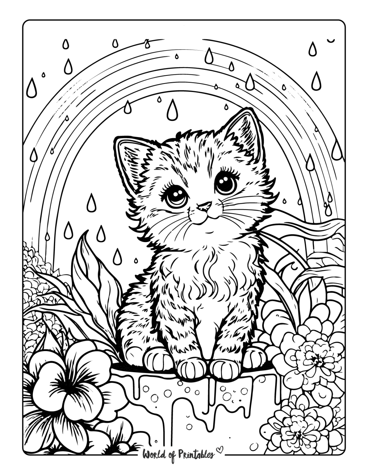Cat coloring pages for kids adults world of printables