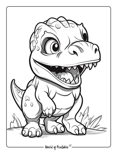 Cute Dinosaur Coloring Page 2