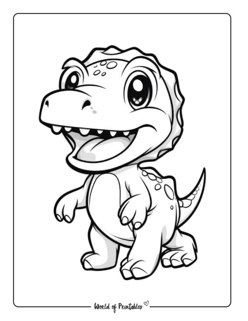 Cute Dinosaur Coloring Page 4