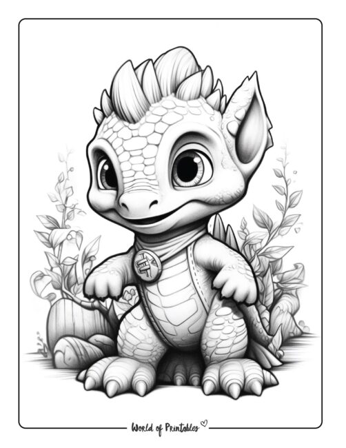 Cute Dinosaur Coloring Page 6