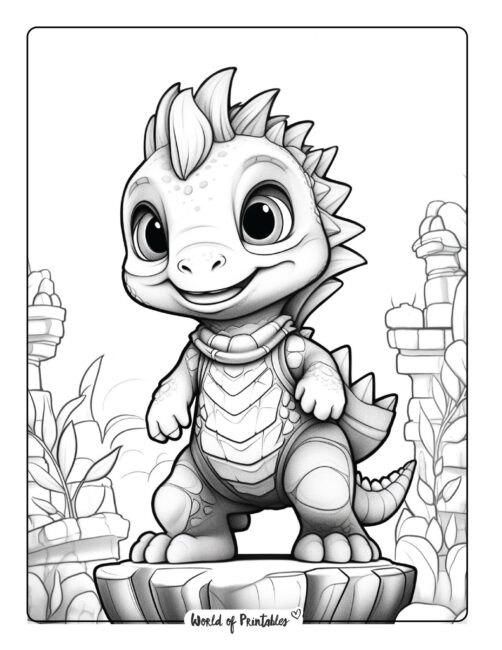 Cute Dinosaur Coloring Page 7
