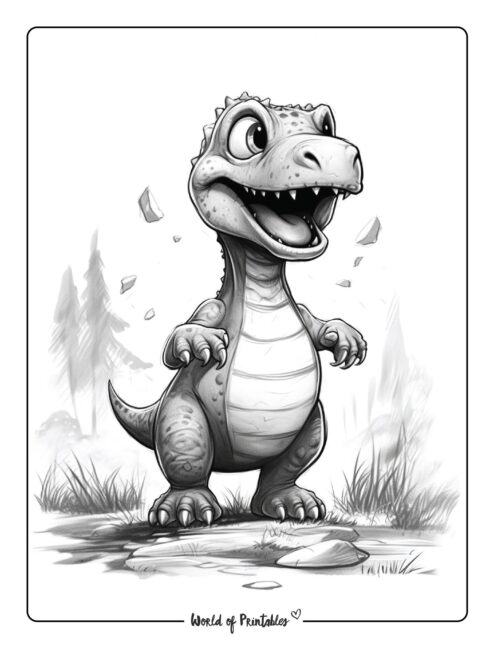 Cute Dinosaur Coloring Page 8