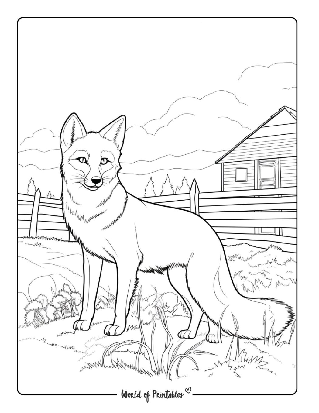 Fox Coloring Pages For Kids Adults World Of Printables
