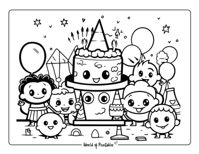 Happy Birthday Coloring Page 12
