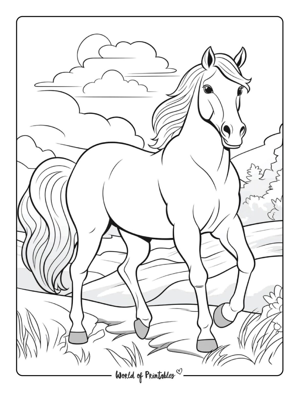 Horse Coloring Pages For Kids Adults World Of Printables