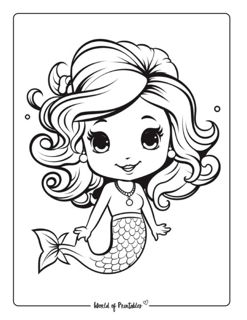cute cartoon mermaids coloring pages
