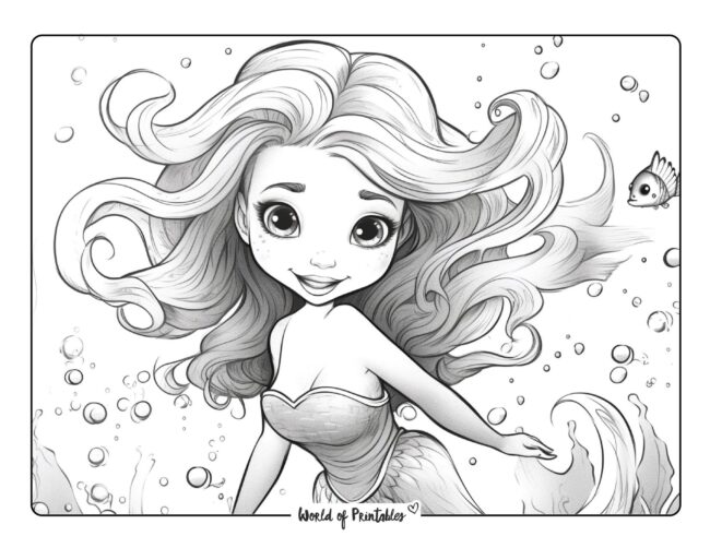 Mermaid Coloring Sheet 1