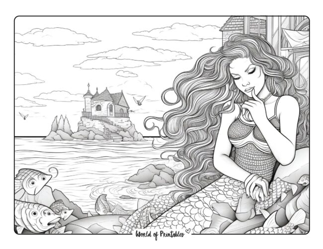 Mermaid Coloring Sheet 4