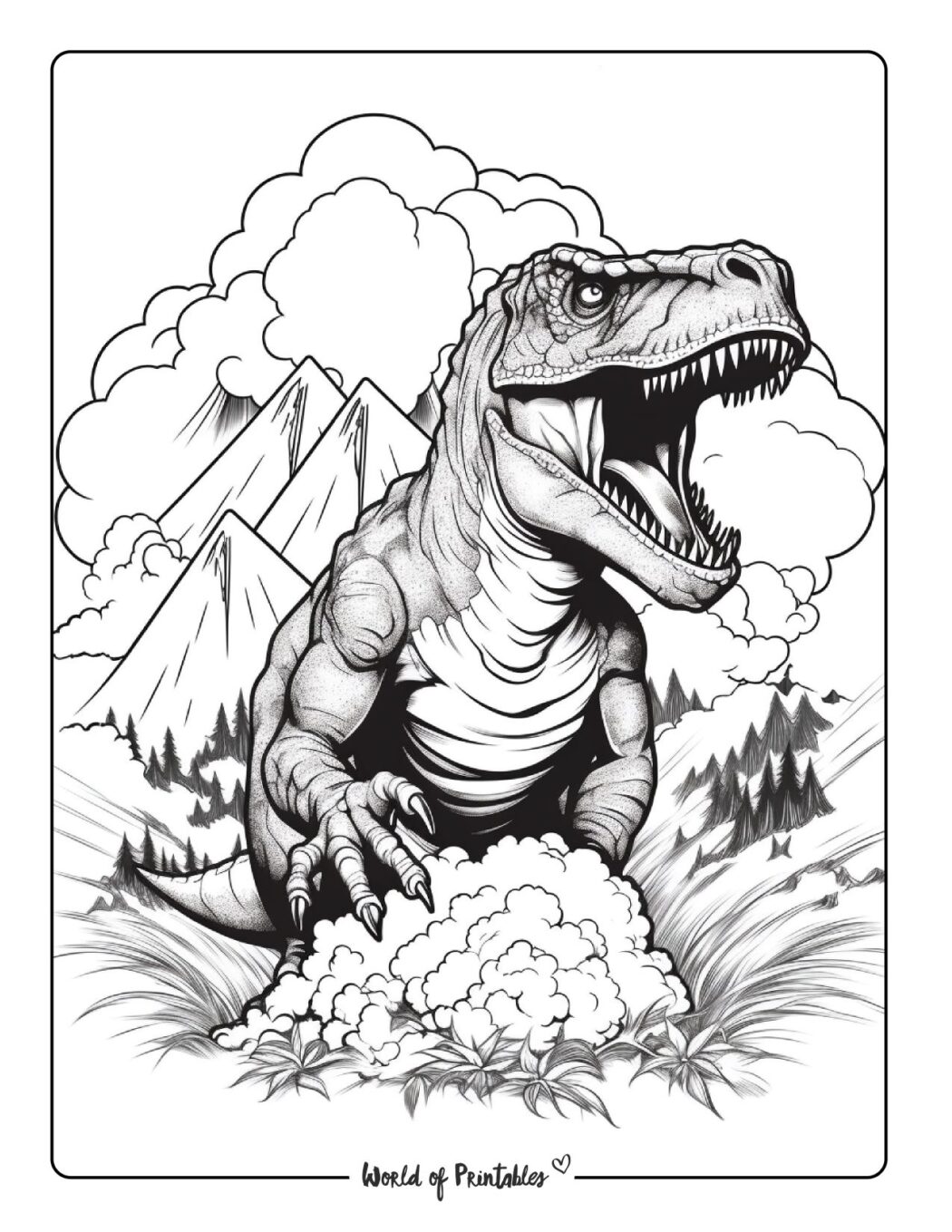 T Rex With Feathers Coloring Page