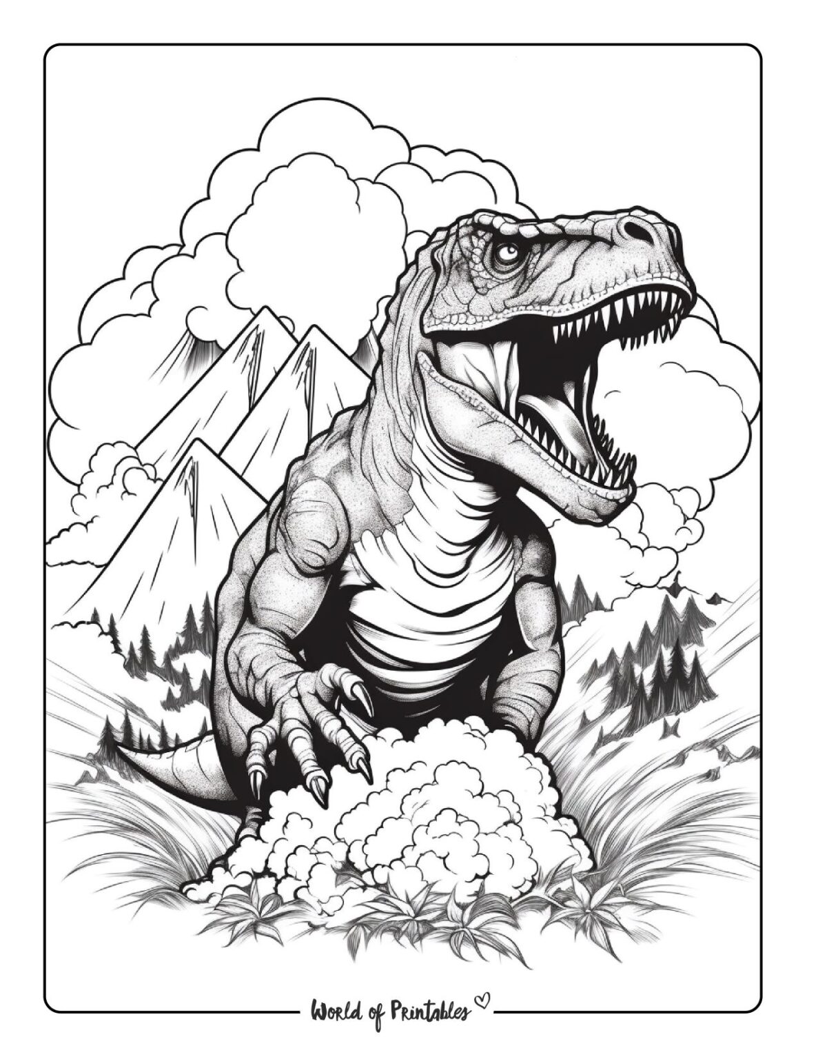 T Rex Coloring Pages World of Printables