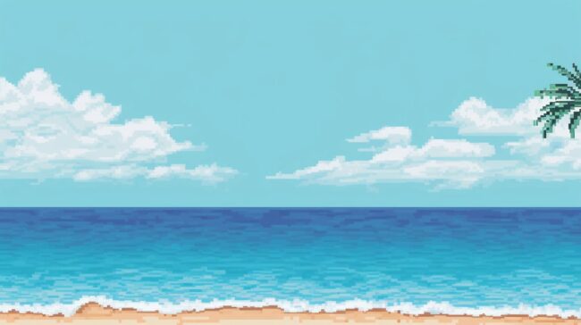 16 Bit Pixel Art Beach Background