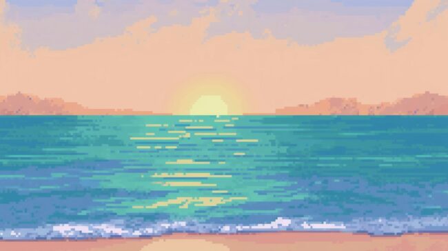 16 Bit Pixel Art Beach Wallpaper